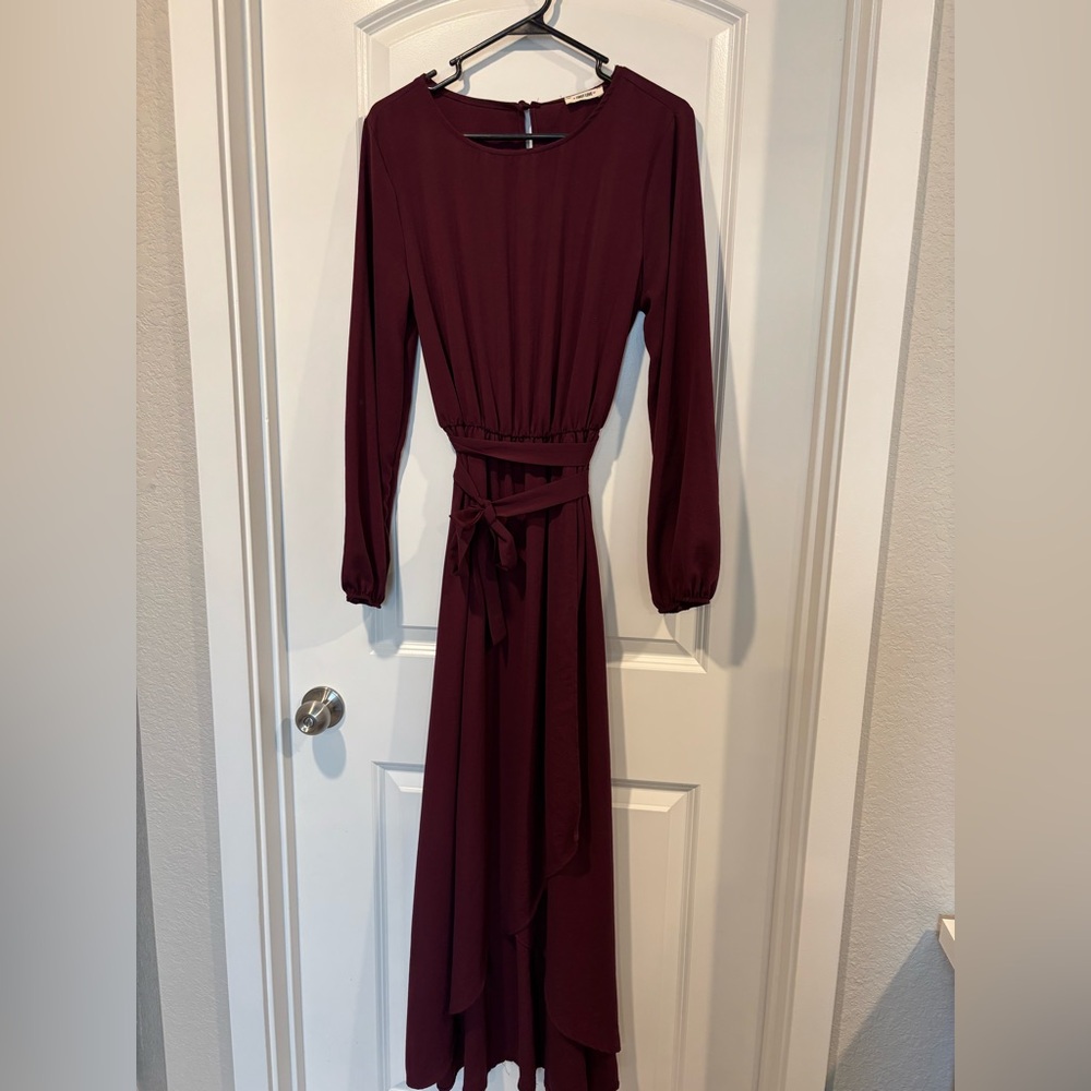 First Love Deep Burgundy Long Sleeve Dress